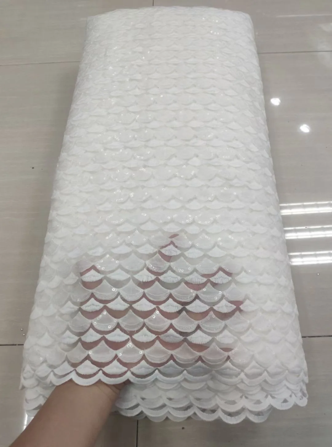

High Quality Nigeria Lace Fabric Sequin Rope African Lace Fabric Milk Silk Lace Wedding Guipure Lace Fabric AFM4910
