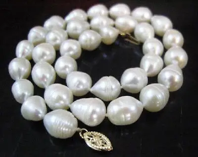 

REAL 18"9-10mm AA+ AKOYA WHITE baroque PEARL NECKLACE