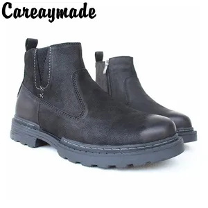 Мужские ботинки на толстой подошве, из натуральной овечьей кожи