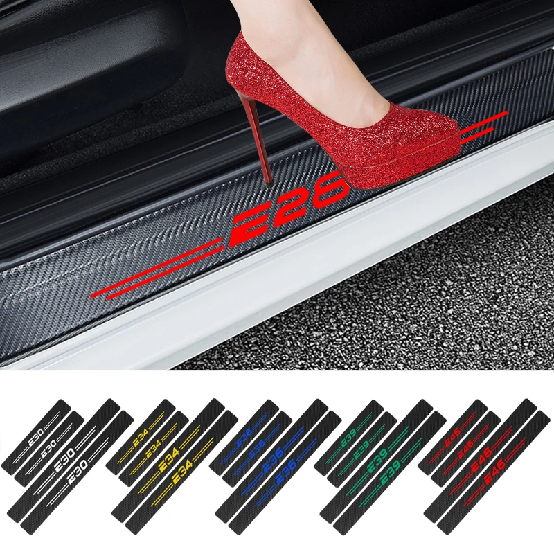 4 шт. наклейки на порог двери автомобиля из углеродного волокна|Наклейки