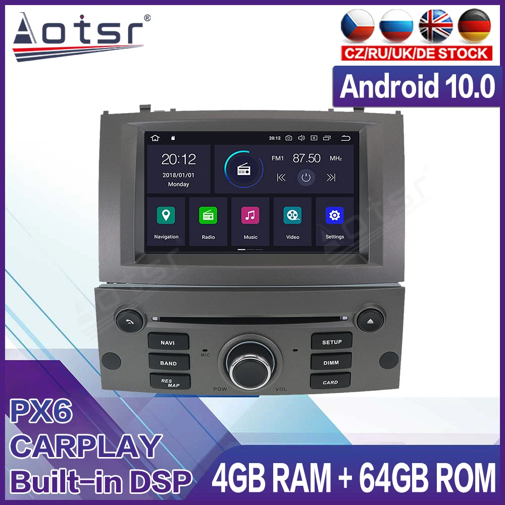 

Android Auto Radio Tape Recorder Video Car Multimedia Player Stereo For Peugeot 407 2004 - 2009 Head Unit Carplay GPS Navi 1 Din