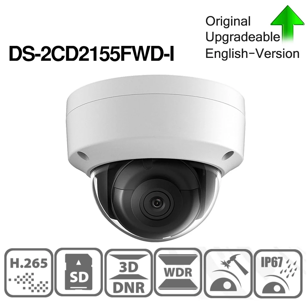 Hikvision DS 2CD2155FWD I POE камера видеонаблюдения 5MP IR Сетевая купольная 30 м IP67 IK10 H.265 + слот