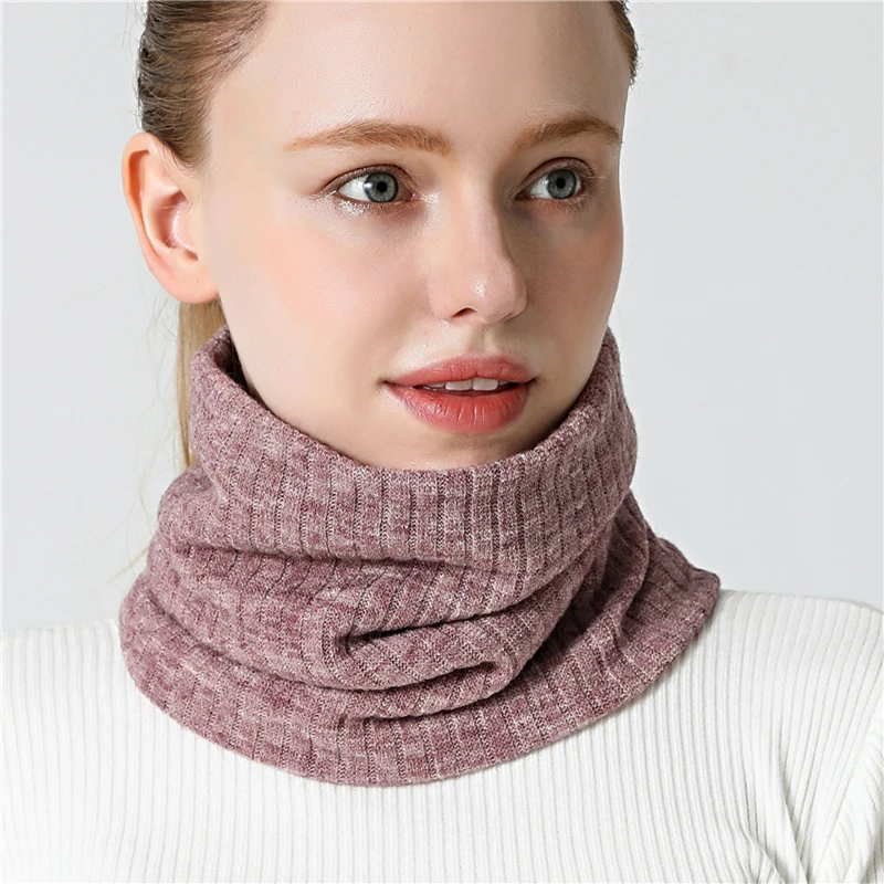

2021 Unisex Winter Scarf Knit Solid Women Ring Neck Scarves Thick Fur Bandana Cotton Men Outdoor Warm Soft Collar Wraps
