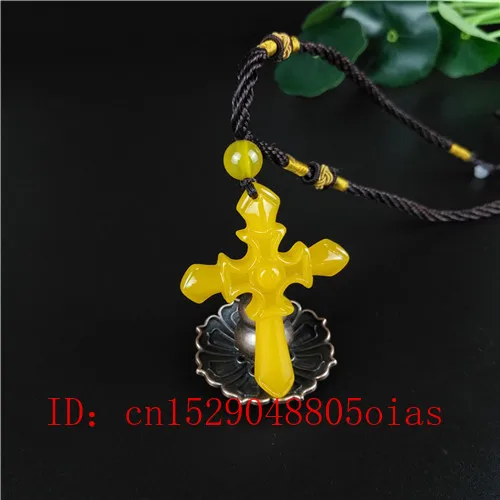 Натуральный желтый китайский нефритовый крест подвеска ожерелье модные