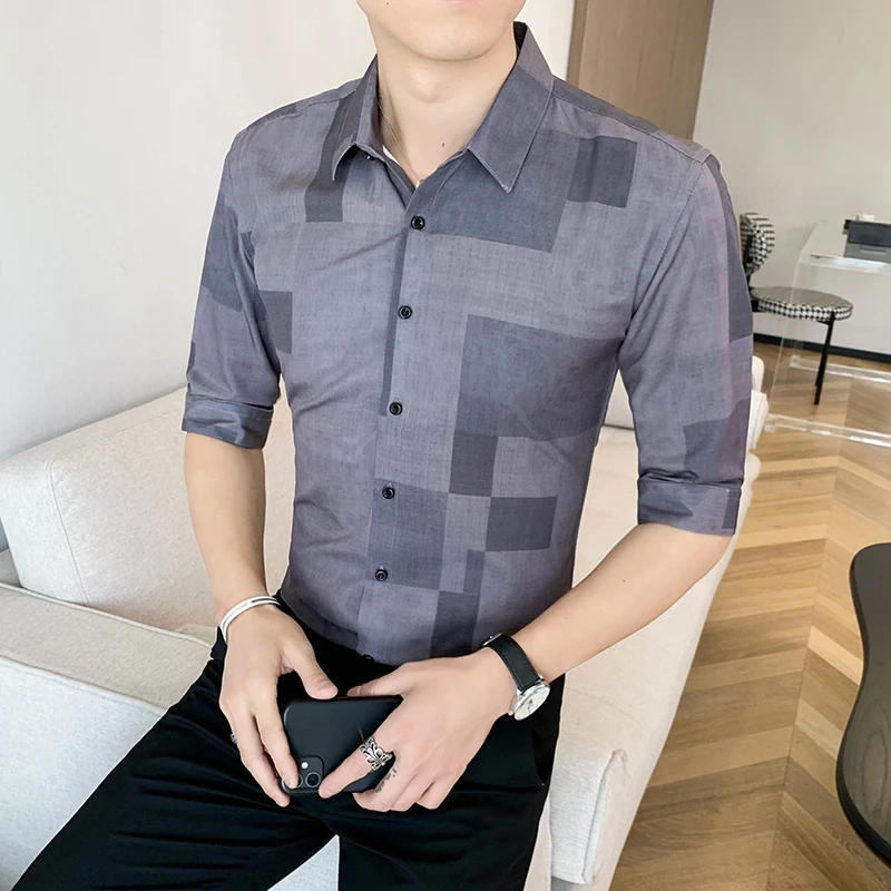 

Рубашка мужская в клетку, с полурукавами, 3x l-m, повседневная, в британском стиле, лето, 2021