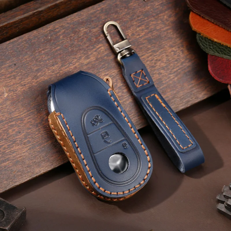 

Кожаный чехол для автомобильного ключа ручной работы, защитный чехол для ключа для нового Mercedes Benz C S Class 2021 W223 W206 S400L S450L, высокое качество