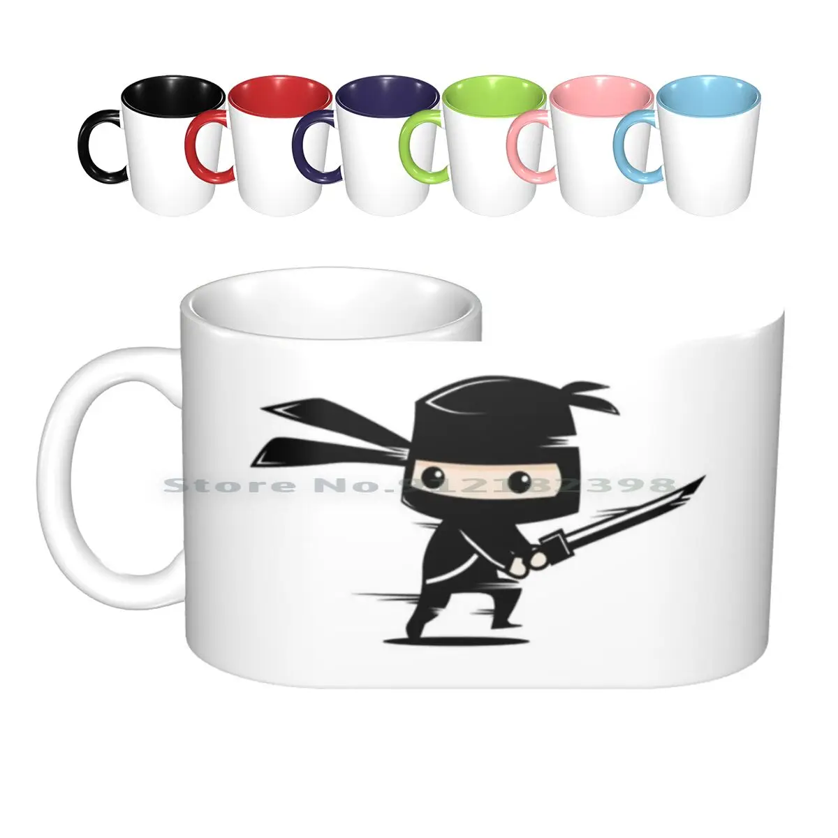 

Симпатичные черные керамические кружки, кофейные чашки, Кружка для молока и чая, милая японская кружка для сражений, аниме, игры, манга, креа...