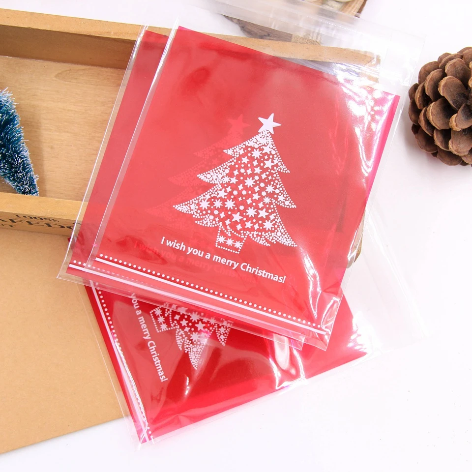 20p Red tree 1 комплект с Рождеством Подарочные наборы конфет олень и Санта Клаус гостей упаковочные подарочные коробки мешок бумажные соломинки для напитков дети подарок декор - Цвет: 20p Red tree