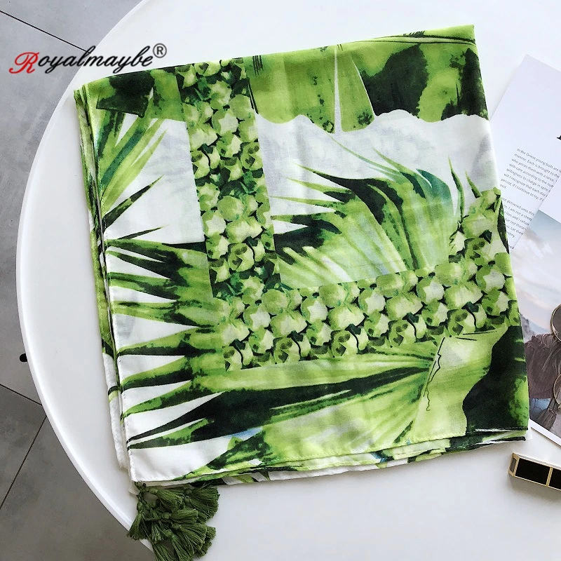 Шарф женский шарф кашемировый осенний Цветочный зеленый всесезонные шали и