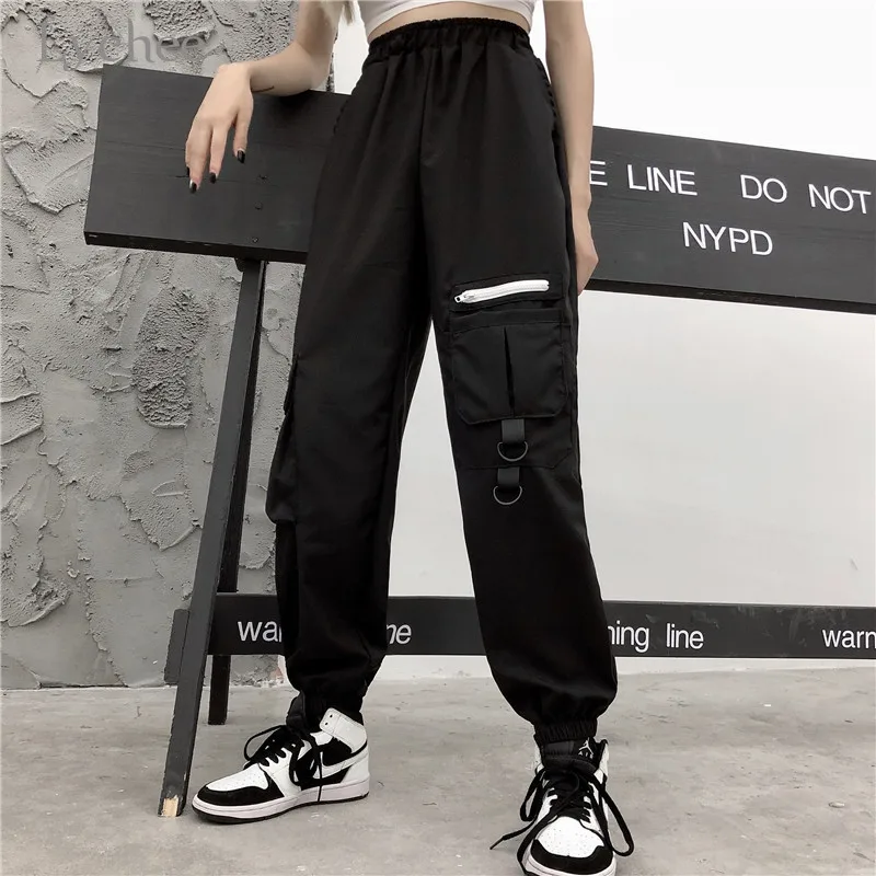 Lychee спортивный свитер Harajuku Одноцветный с пряжкой женские штаны карманами С