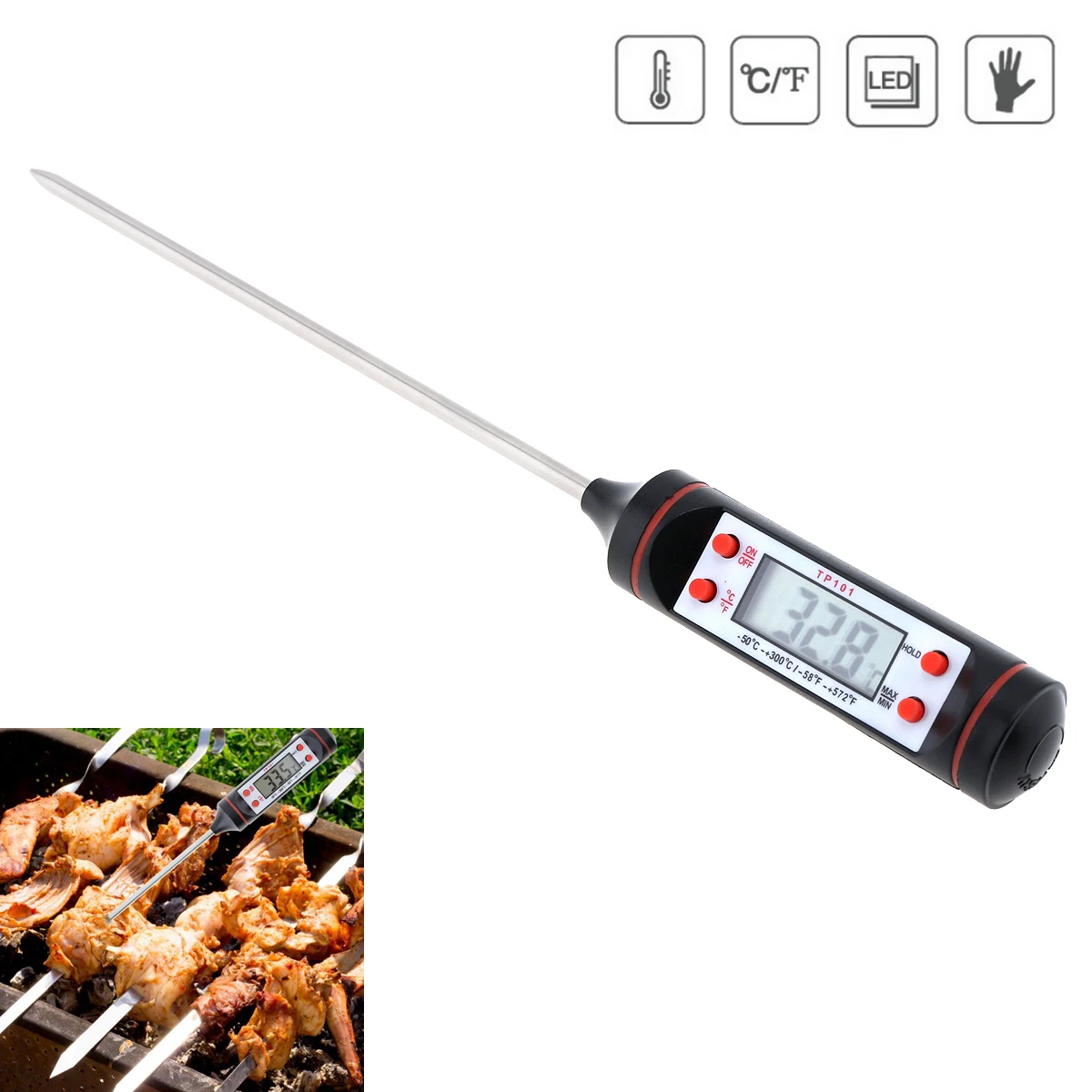 Портативный Стильный зонд TP101 цифровой термометр с автоматическим отключением