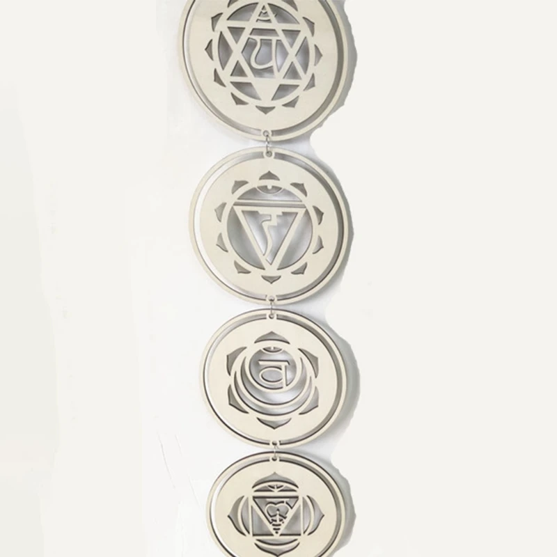 

LXAC 47 Inches 7 Chakra Wall Decor Art Wooden Meditation Yoga Hanging Home Decoration