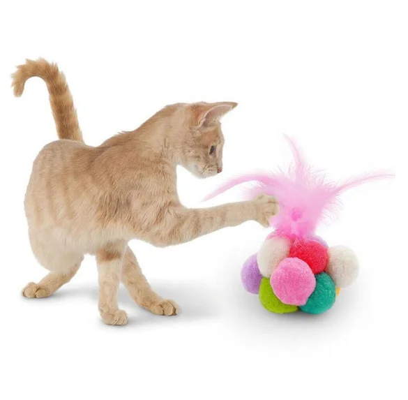 Цветной шар Когтеточка для кошек перо животного белая розовая игрушка кот