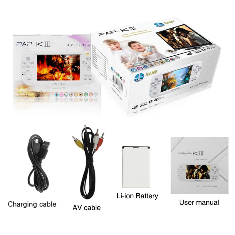 

Pop 4.3 Inch 16GB 64Bit PAP K3 Build In 3000 Game Handheld Video Game Console For NEOGOE\CPS\GBA\GBC\GB\SFC\FC\MD\GG\SMS MP3/4