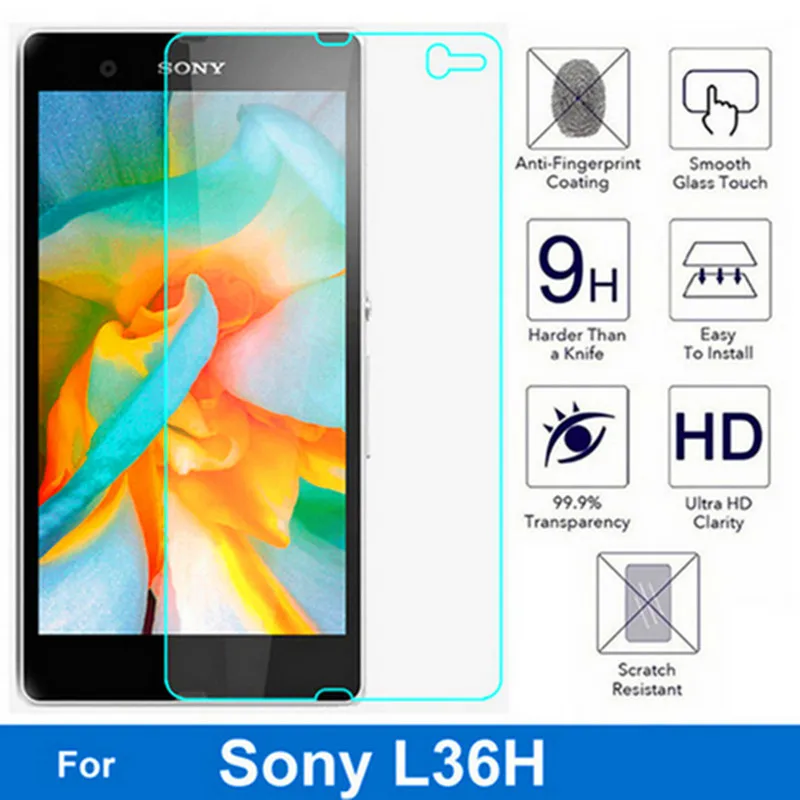2 шт протектор экрана из закаленного стекла для Sony Xperia Z (Сони Иксперия З) L36H C6602 C6603
