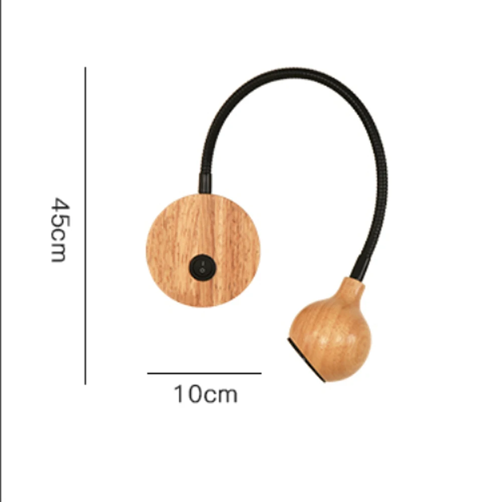 

Nordic Wood LED Wall Lamp 3W AC90-260V Bedroom Bedside Reading Light Direction Adjustable Indoor Lighting With Knob Switch