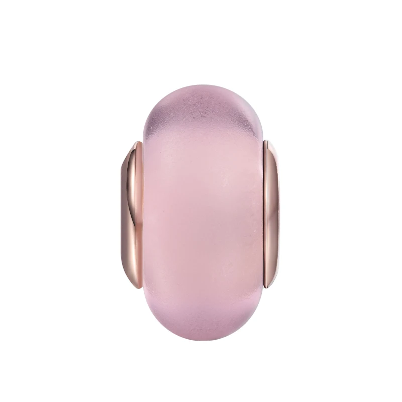 

Fits Europe Bracelet Argent 925 Sterling Silver Matte Pink Murano Glass Charms Beads Women DIY Jewelry Gift Bijoux Femme Kralen