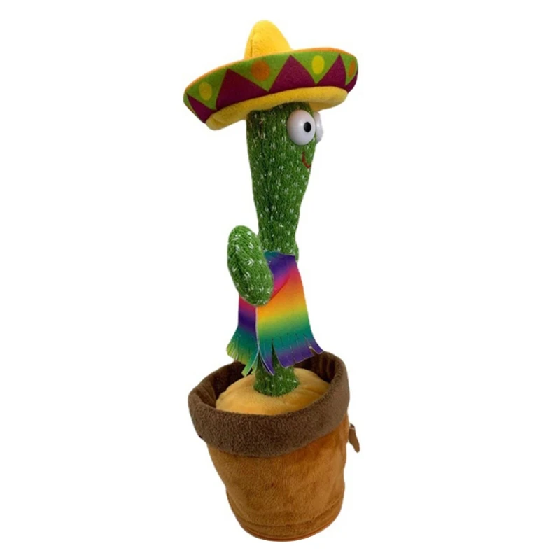 

L41D 30cm/11.81'' Cactus Shaped Plush Toys 3D Soft Electronic Dancing Cactus for Kid's Early Education and Home Decoration