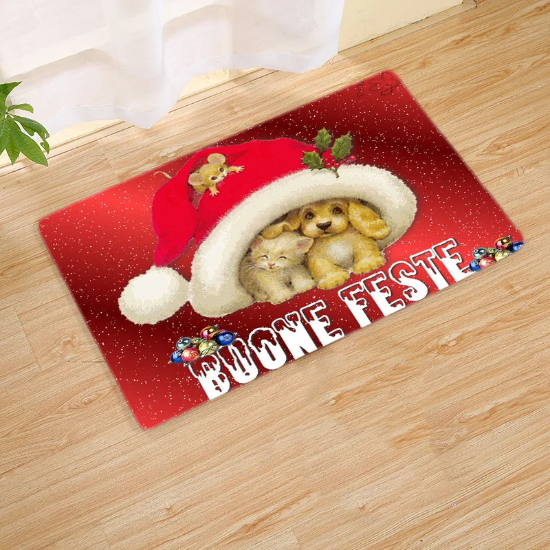 Рождественский красный напольный коврик с оленем для дома прикроватный кухни