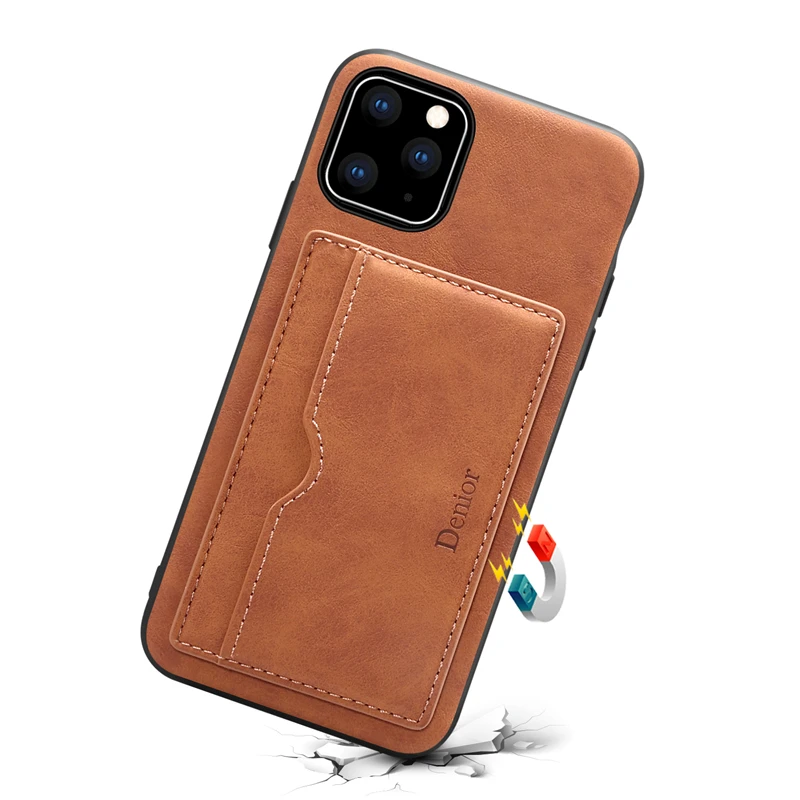 Держатель для карт чехол телефона Apple iPhone 11 Pro Max роскошный кожаный на заднюю