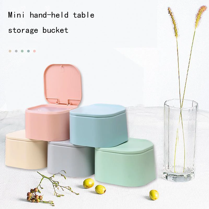 Настольный откидной Чехол с крышкой скандинавский маленький мусорный бак для