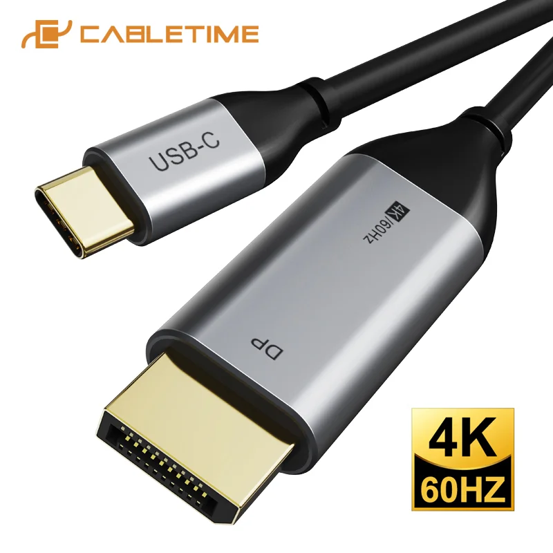 Кабель CABLETIME USB C к DisplayPort Thunderbolt 3 4K 60 Гц Type 1 DP адаптер UHD внешнее видео C262|Кабели VGA| |
