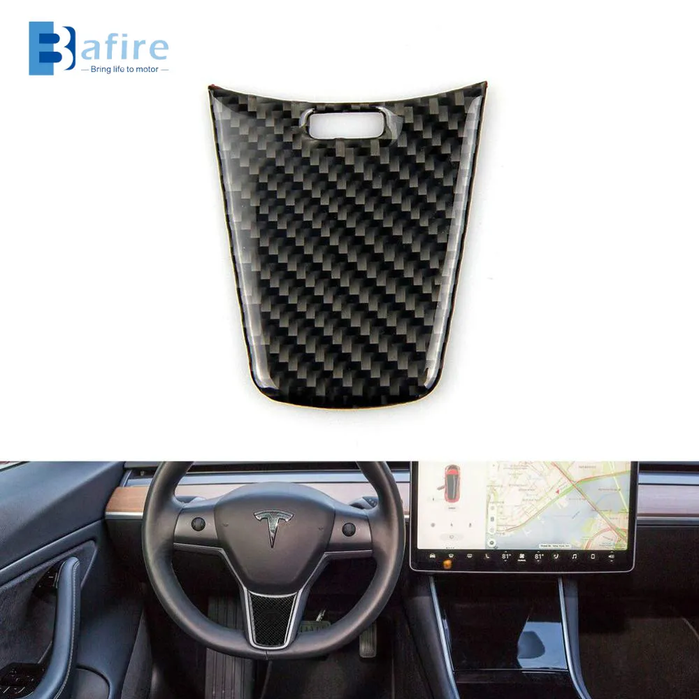 

BAFIRE Black Steering Wheel Imitation Carbon Fiber Sticker for Tesla Model 3 Accessories Model 3 Interior Decor Accessories