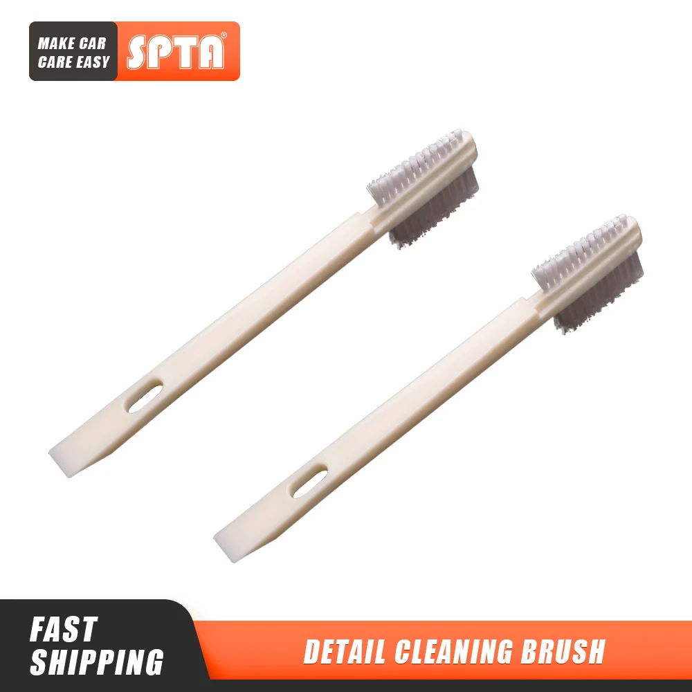 

SPTA 2pcs Double Head Engine Cleaning Brush Automobile Engine Oil Stains Cleaning Brush Window Gap Brush Clean Tools Accessories