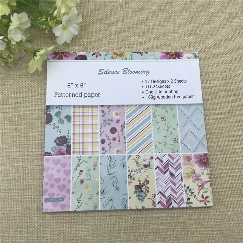 24 sheet 6&quotX6&quotLovely Silence Blooming flower patterned paper Scrapbooking pack handmade craft Background pad | Дом и сад
