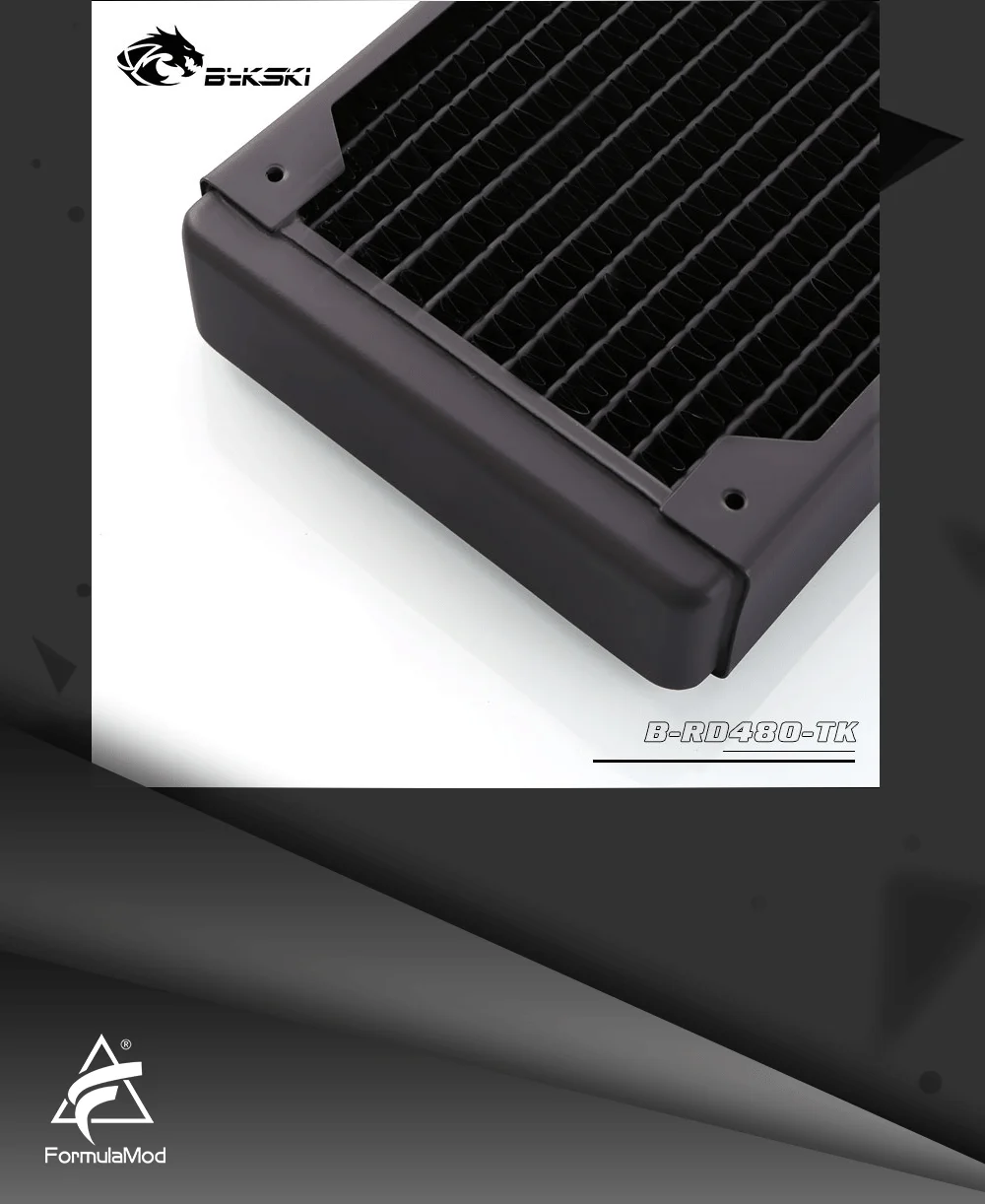 Bykski B-RD480-TK, 480 мм Двухрядные радиаторы, 39 мм толщина, стандартные радиаторы водяного охлаждения, подходит для вентиляторов 120*120 мм