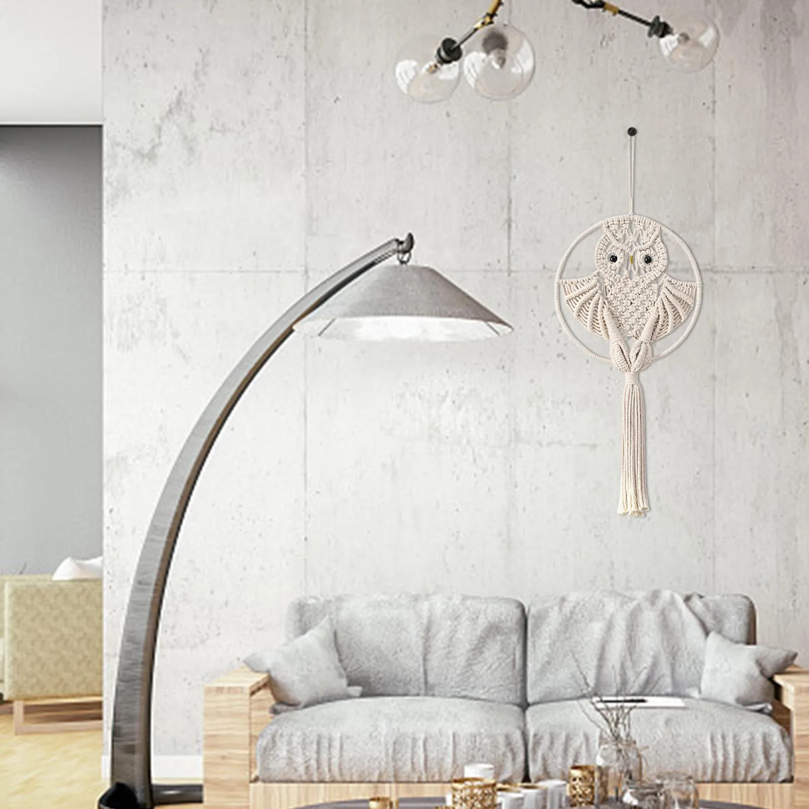 Плетеная вручную Сова Ловец снов основной цвет Хлопковая веревка настенный