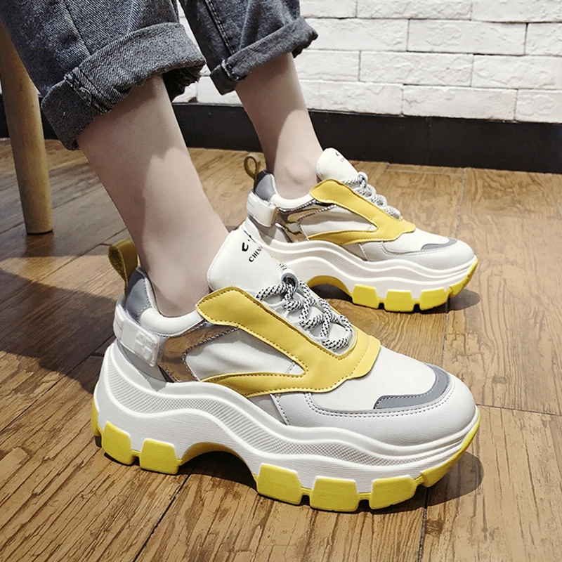 Женские массивные кроссовки Вулканизированная подошва толстая 6 см повседневная