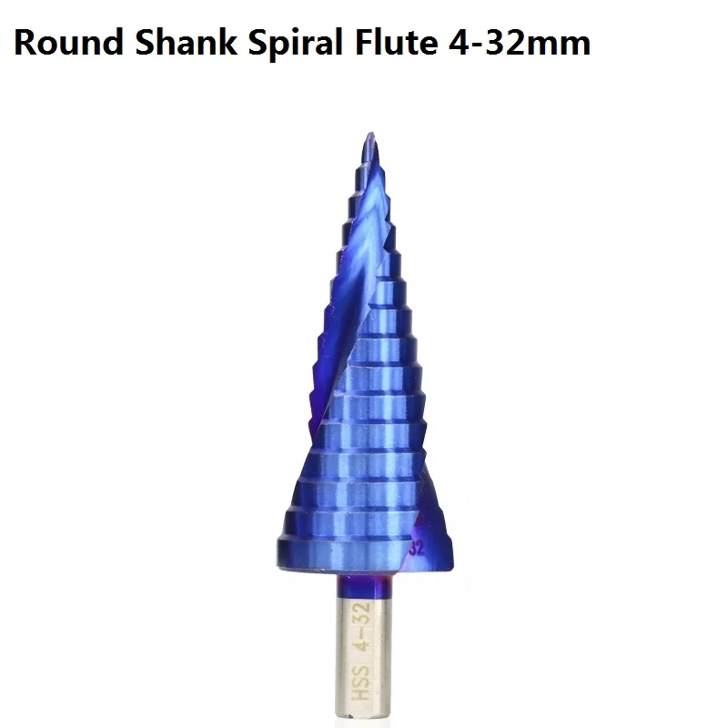 Round Spiral 4-32 XCAN 1 шт. 3-12/4-12/4-20/4-32 ступенчатое сверло из быстрорежущей стали с голубым покрытием для сверления дерева/металла - Цвет: Round Spiral 4-32