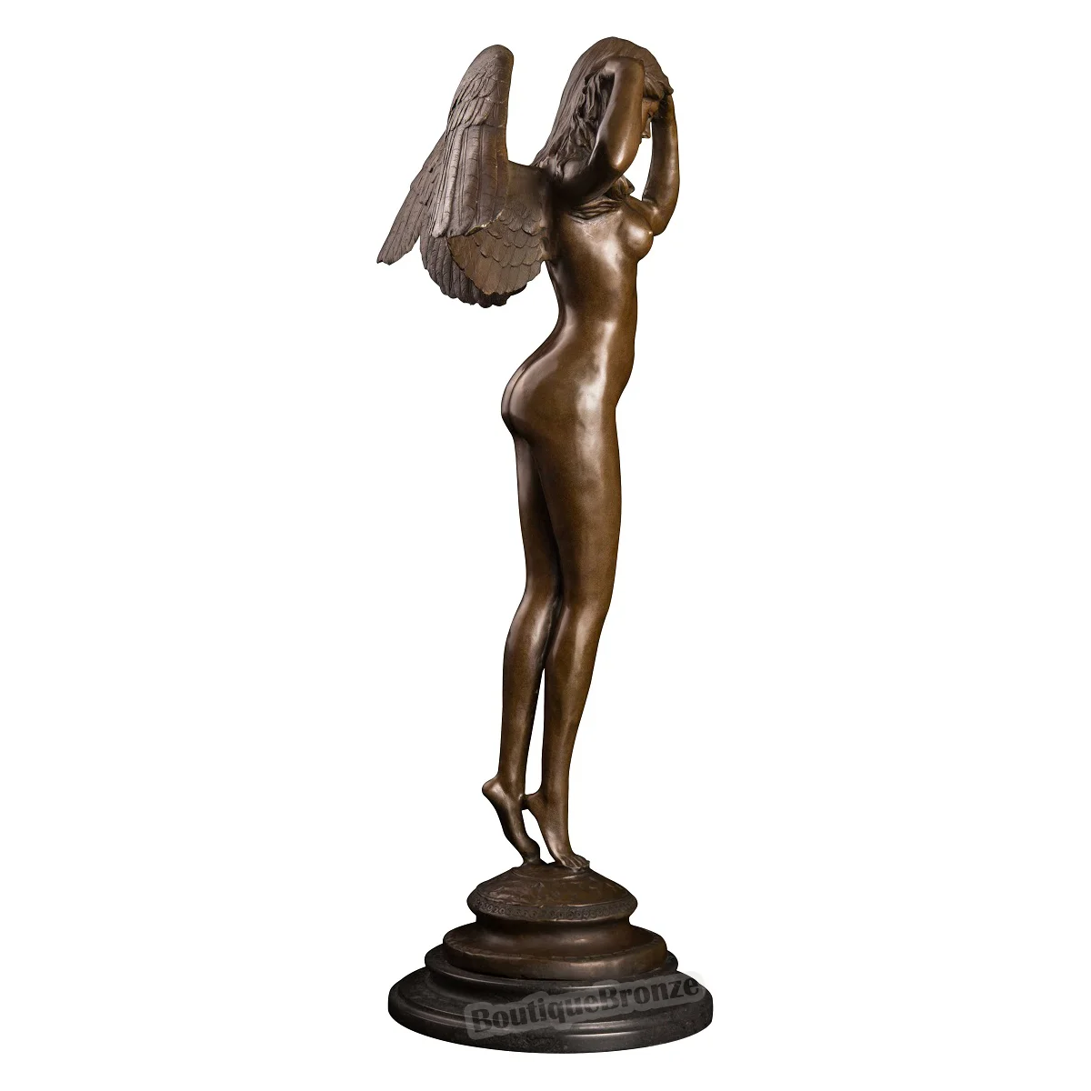 

68cm Western Angel Winged Sculpture Statue Bronze Nymph Figurine Antique Europe Art for Home Decor