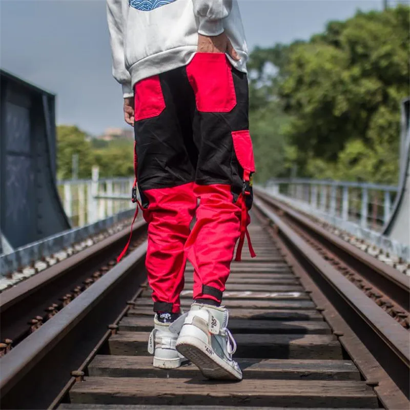На весну в стиле хип-хоп для бега Для мужчин шаровары Штаны мульти-карман