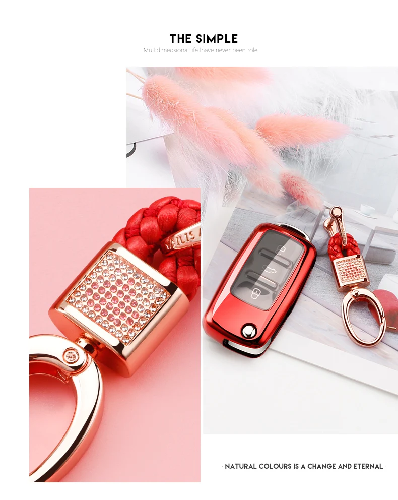 

Soft TPU Remote Smart Key Case Cover Bag Holder Chain For VW Magotan Sagitar Tiguan Passat Bora Polo Golf Keychain Covers