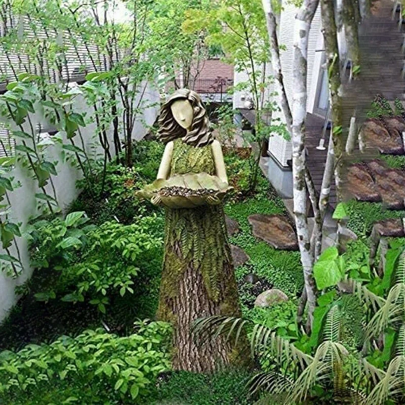 

Bird Feeder Sherwood Fern Fairy Statuary With Bird Feeder Garden Viewing Bird Feeders Tray Pet Water Feeder Garden Statue