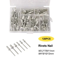 120pcs aluminium blind rivets nail decoration pop rivets for furniture assortment kit m3 27911 m481013mm hardware parts
