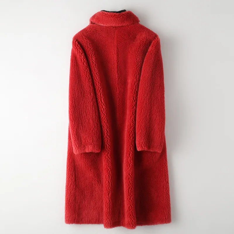 100% Real Sheep Leather Jackets Fluffy Teddy Warm Thickening Coat Women Fur Parka Mid Long Luxury Patchwork Outerwear Clothing | Женская