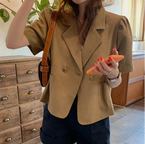 : Для 2021 летние женские шикарные офисные однобортный Блейзер в винтажном стиле