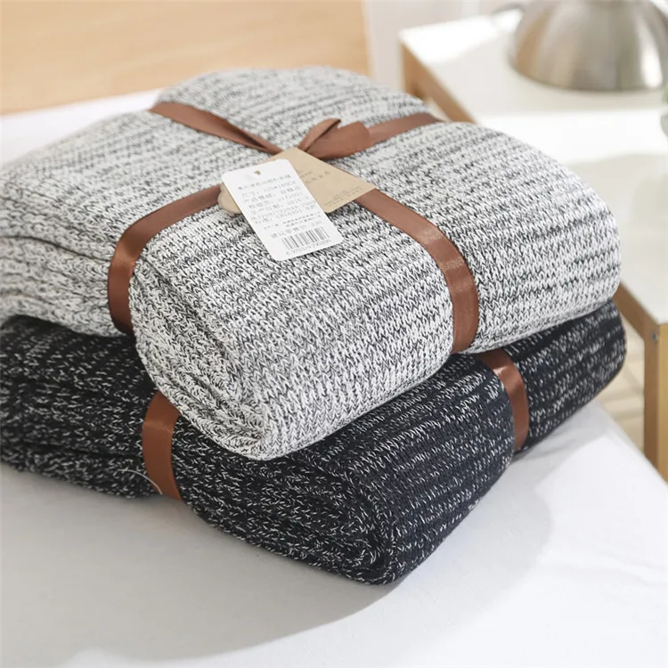 

Air Conditioner Modern Luxury Blanket Nordic Knitting Solid Color Blankets Cotton Sofa Soft Couverture Douce Home Decor EK50GT