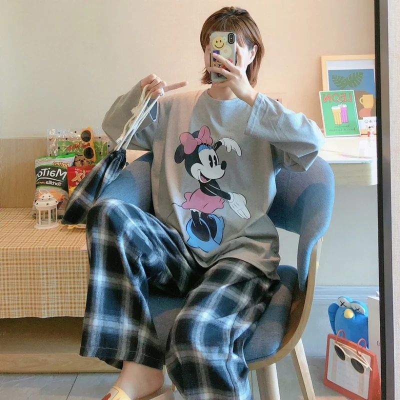 Disney Women Minnie Mouse Pajamas Sets Fall Ladies Sleepwear Pijama Long Women Pyjamas Suit Female Clothing Set 2021 Nightwear