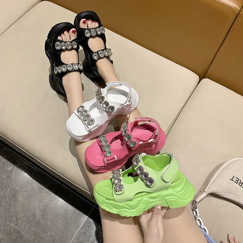 

Sandals Women 2021 New Summer Shoes Woman Wedges Platform Sandals Fashion Crystal Rome Sandal Female Casual Open Toe Beach Shoes