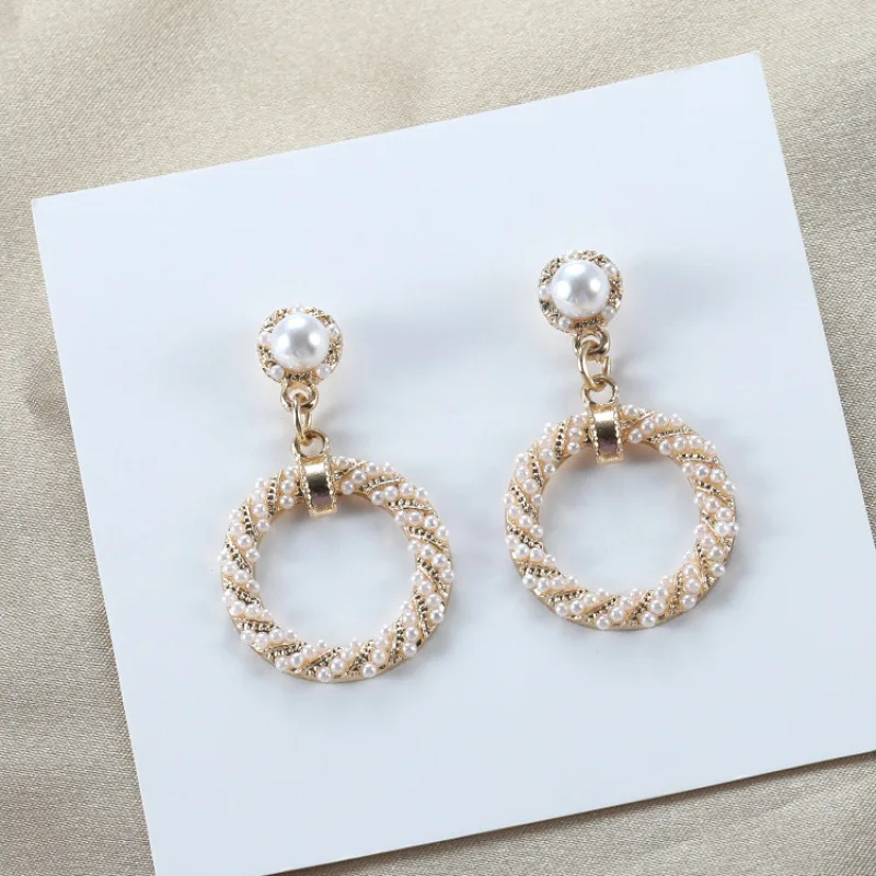 2021 барокко старинные жемчужные круглый свисающие серьги для женщин Корейские