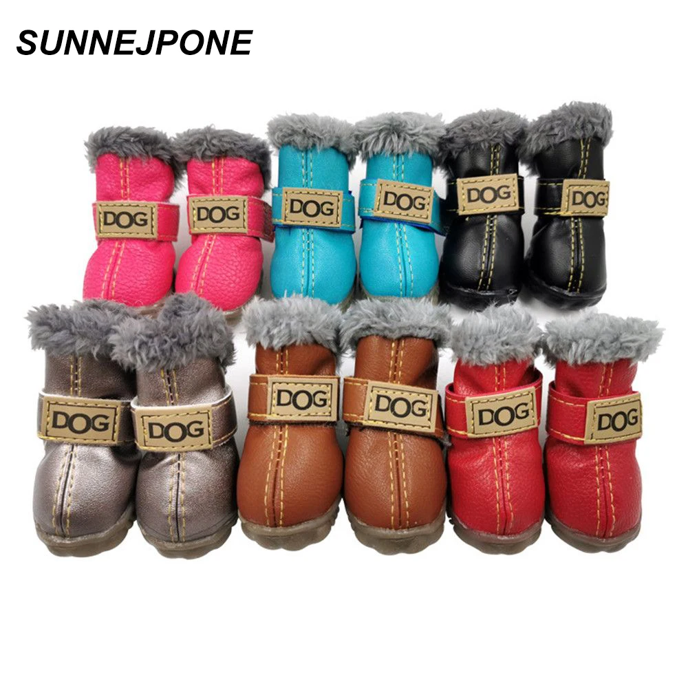 

Зимние теплые ботинки для собак, 4 шт., водонепроницаемая обувь для собак, противоскользящая женская обувь, зимние ботинки для чихуахуа