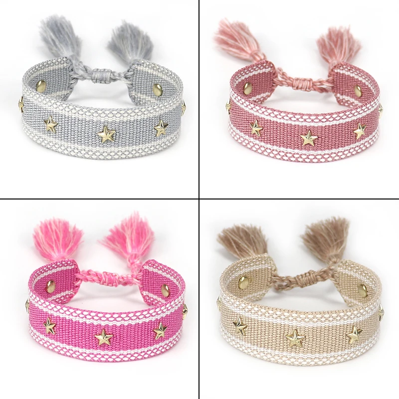 

Woven Studded Bracelet for Men Women Adjustable Braided Friendship Bracelets for Christmas as Jewelry Gift to Friends