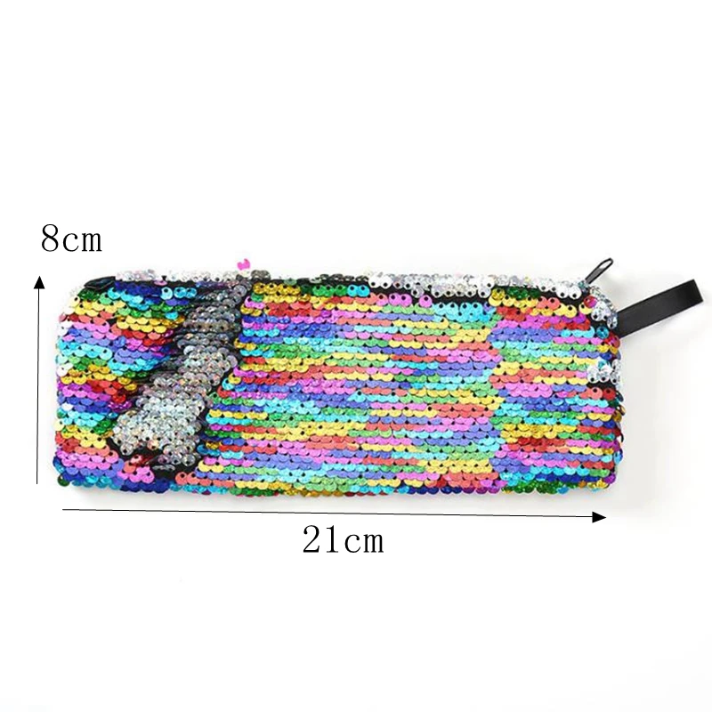 Двусторонний чехол-карандаш с блестками для девочек милый пенал школьный