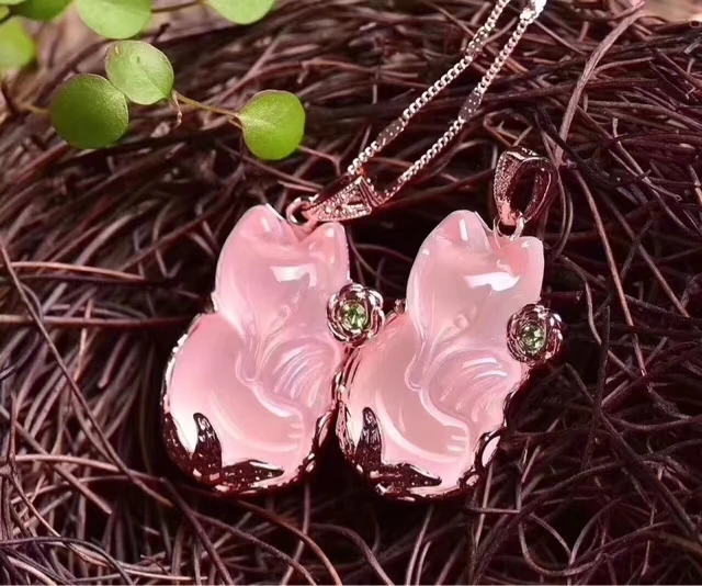 Женская подвеска из натурального розового кварца 32x20 мм