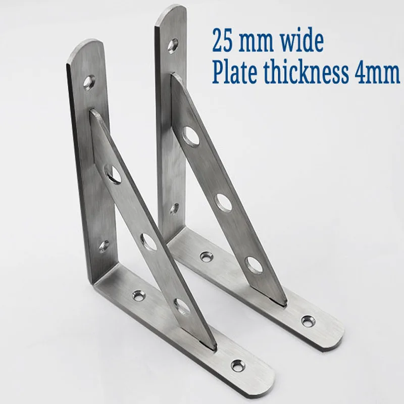 

2pcs Thicken Stainless Steel Triangular Bracket Load-Bearing Wall Laminates Partition Support Frame Plate Thickness 4mm