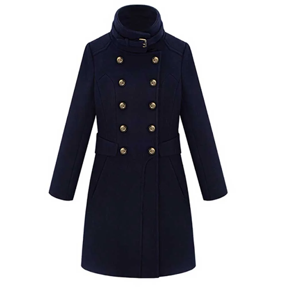 Fashion Women's Winter Jacket Casual Slim Spring Autumn Long Wool Coat Double Breasted Trenchcoat Clothes